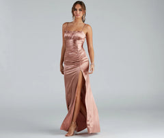 Brooklyn Satin Ruched Formal Dress